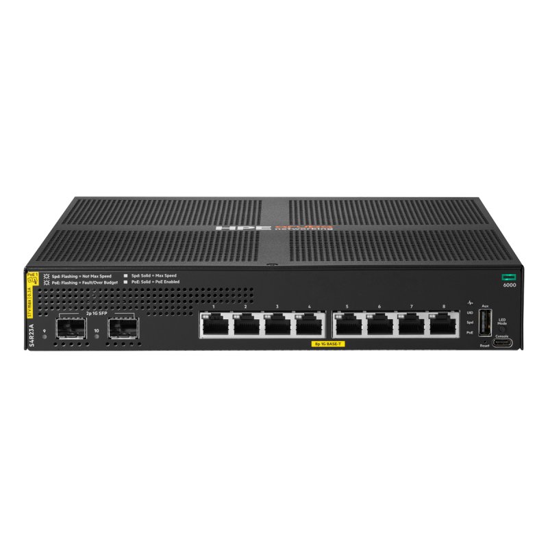 HPE Aruba Networking CX 6000 8p 10M/100M/1G Class4 PoE 2p SFP 1G 67W Switch