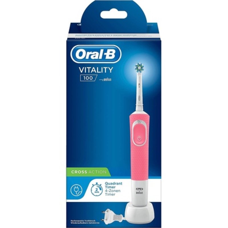 Oral-B Vitality 100 Hangable Box Adult Rotating-oscillating toothbrush White, Pink