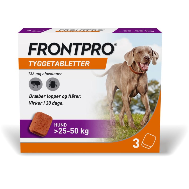 FRONTPRO - Frontpro 136 mg, 3 chewable tablets. - 25-50 kg dog - (480625)