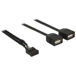 DeLOCK 83823 câble USB USB 2.0 0,4 m 2 x USB A 0,48 Gbit/s Noir