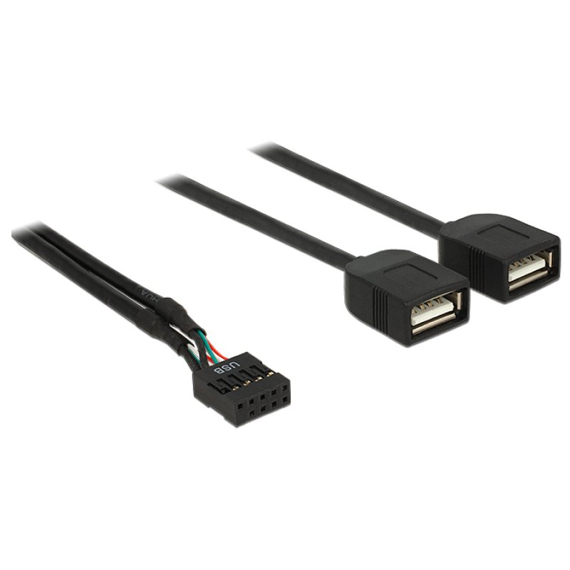 DeLOCK 83823 USB cable USB 2.0 0.4 m 2 x USB A 0.48 Gbit/s Black