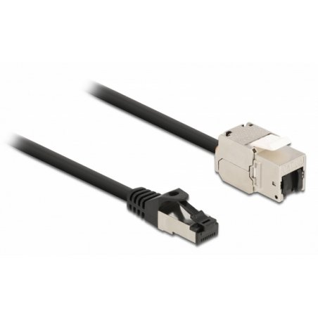 DeLOCK Câble RJ45 mâle à Module Keystone RJ45 femelle, Cat.6A, 3 m, noir