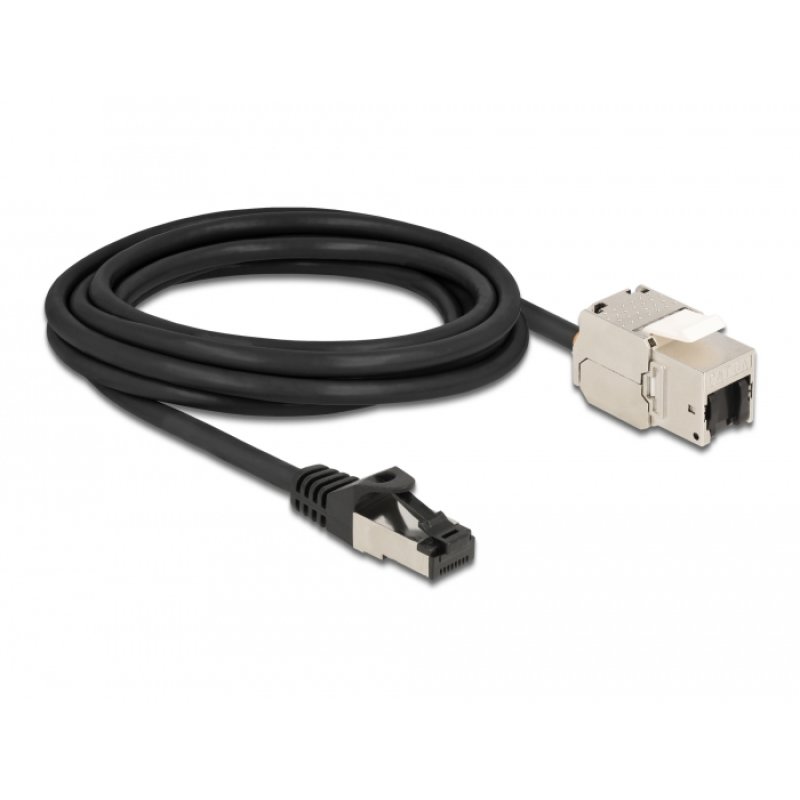 DeLOCK Cable RJ45 plug to Keystone Module RJ45 jack Cat.6A 3 m black