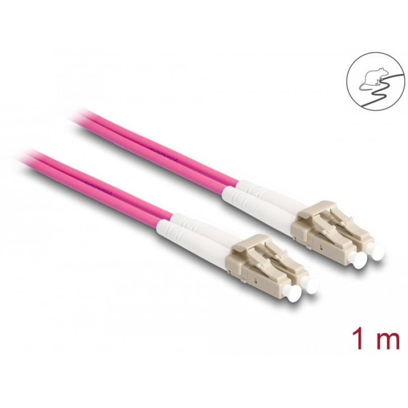 Delock LWL Kabel mit Metallarmierung LC Duplex zu LC Duplex Multimode OM4 1 m