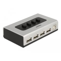 DeLOCK Commutateur USB 2.0 avec 1 x Type-B femelle à 4 x Type-A femelle, manuel, bidirectionnel