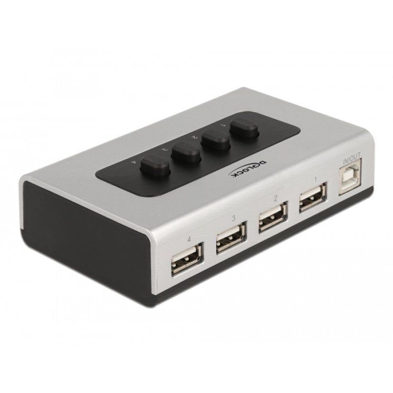 DeLOCK Switch USB 2.0 with 1 x Type-B female to 4 x Type-A female manual bidirectional
