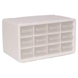 Raaco - Storage Box with 12 Drawers - White - 14.2 x 24.8 x 14.9 cm