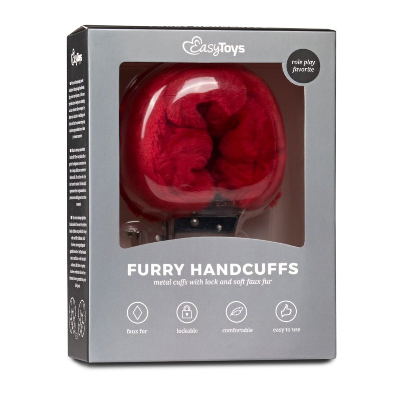 EasyToys ET258RED bondage gear & confinement Handcuff Red Plush, Metal