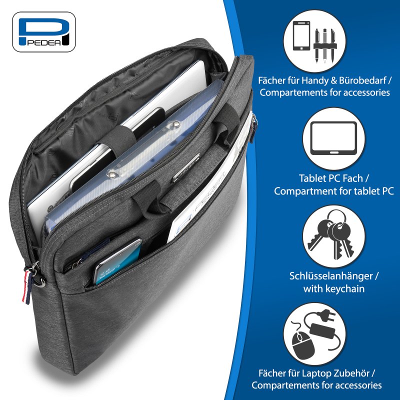 Pedea Notebooktasche "URBAN-NICE", grau [15,6" (39,6cm)]