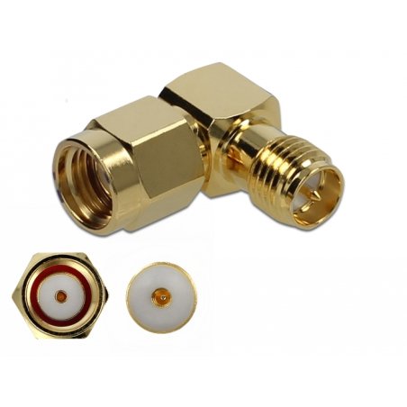 Delock Adapter RP-SMA Stecker zu RP-SMA Buchse 90° 10 GHz