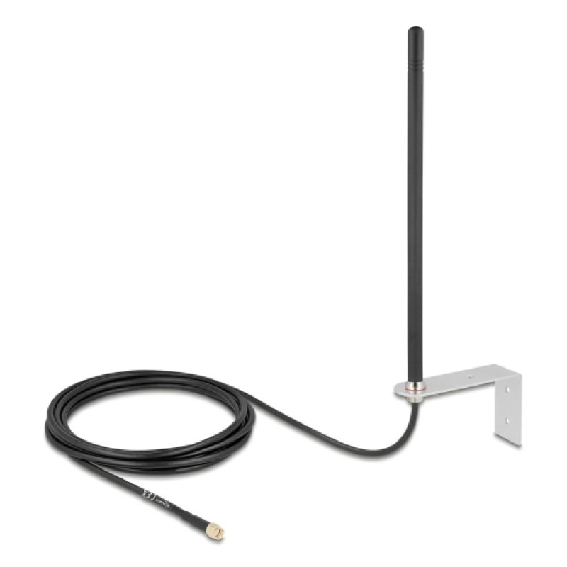 Delock 5G LTE Antenne SMA Stecker 3 - 5 dBi omnidirektional starr mit Anschlusskabel RG-58, 3 m Wandmontage outdoor