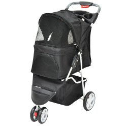 PAWISE - Dog Stroller - 3-Wheel - Black