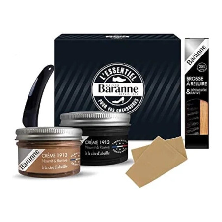 Baranne Shoe Polish Gift Set 2 Polishes 50ml Black And Honey