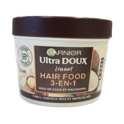 Garnier Ultra Doux 390ml Smoothing Hair Food 3 In 1 Coconut & Macadamia