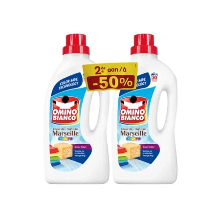 Omino Bianco Liquid Detergent Marseille Color 2x1500ml 30 Washes