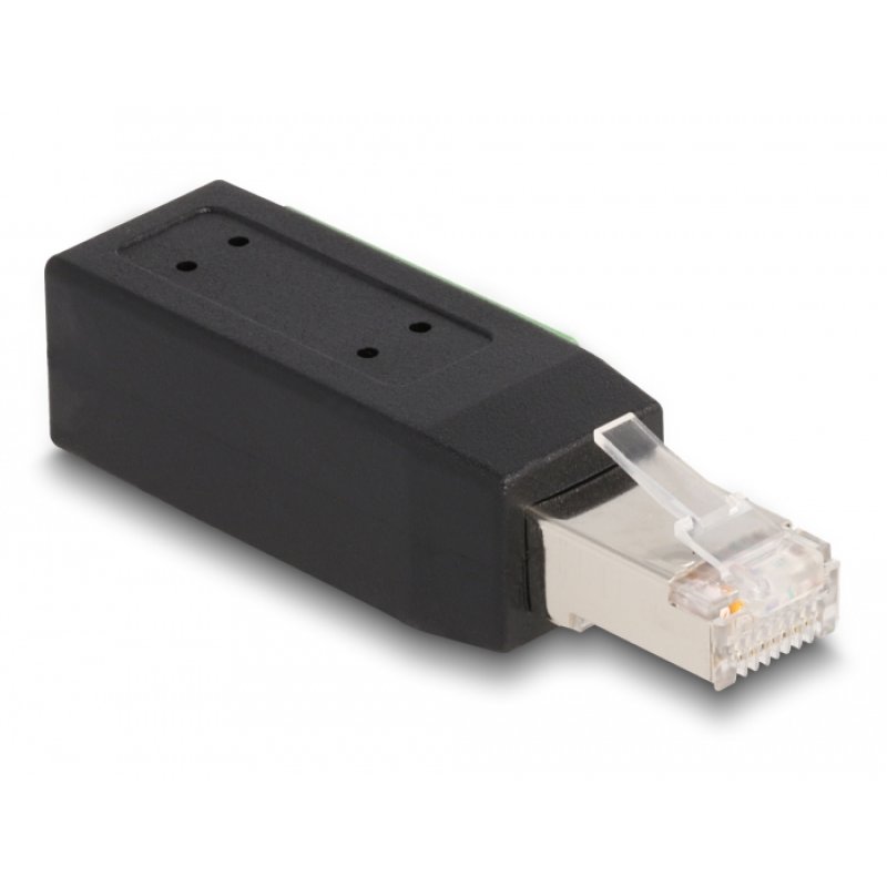 DeLOCK Adaptateur RJ45 mâle Cat.5e à bloc terminal, 90°, angulé