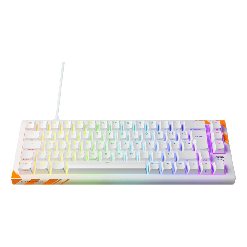 CHERRY K5 PRO TMR COMPACT clavier Gaming USB QWERTY Anglais britannique Orange, Blanc