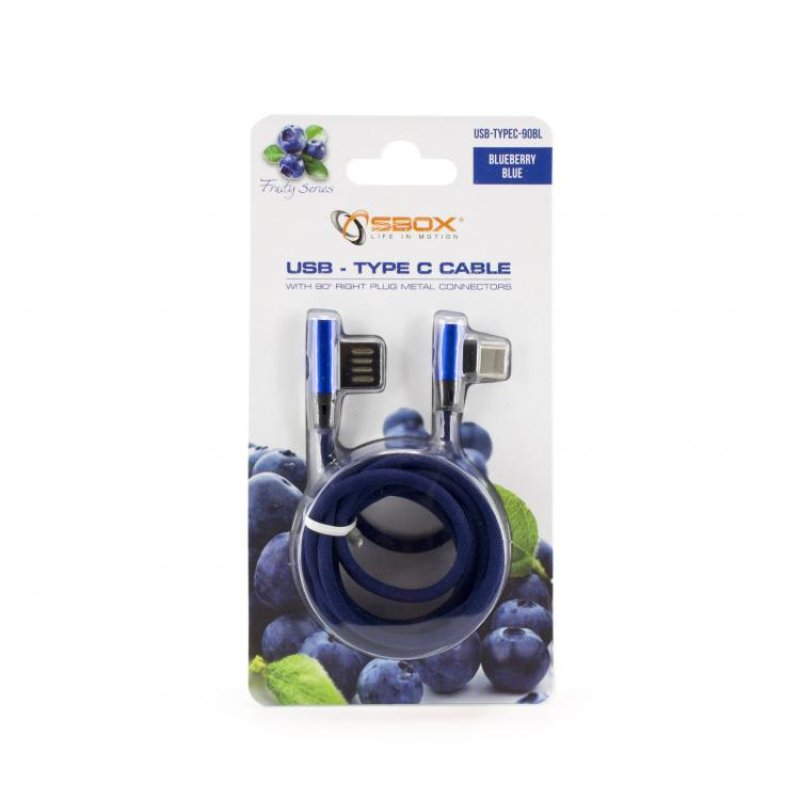 Sbox USB-Type-C 90 m/m 1.5m USB-TYPEC-90BL Blue