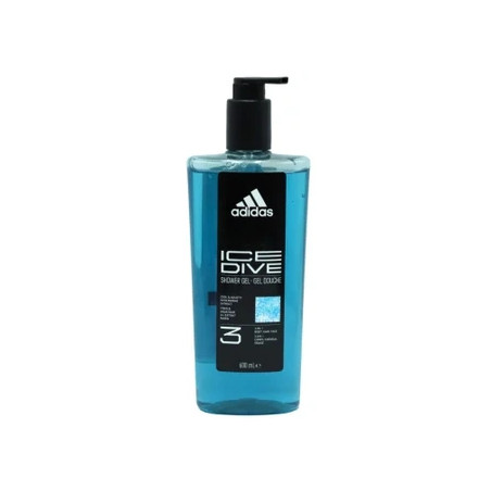 Adidas Shower Gel With Pump 3 In 1 Ice Dive 600 Milliliters