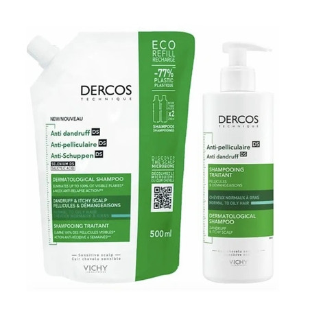 Vichy Dercos Antidandruff Greasy Shampoo 400ml Refill 500ml