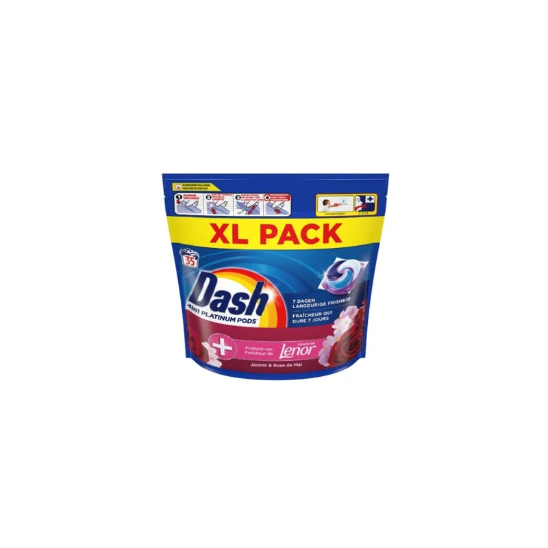 Dash 4in1 Platinum Pods Touch Of Lenor Jasmin & Rose De Mai 35 Pods 196 Gr Each