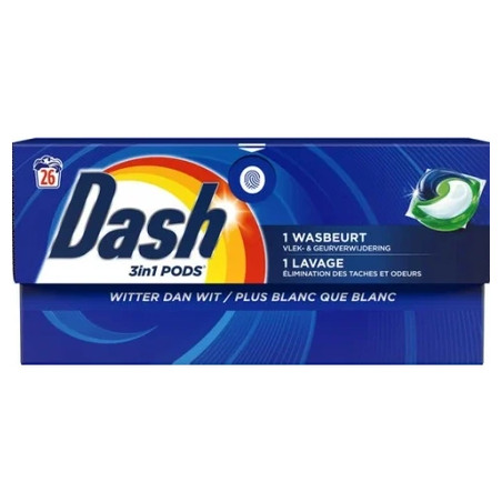 Dash 3in1 Laundry Pods Whiter Than White 26 Pods Of 182g