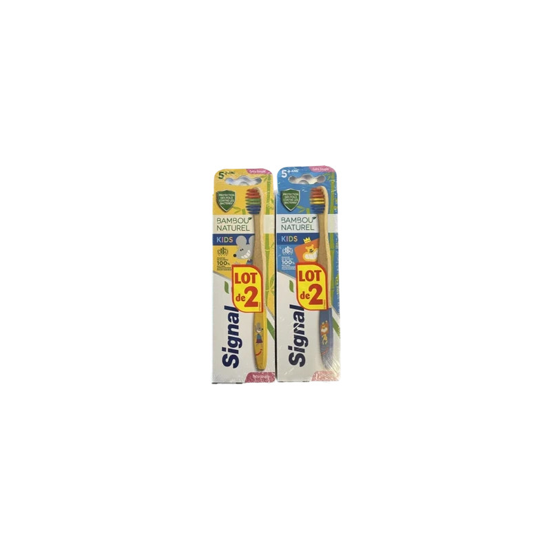 Signal Toothbrush Set Of 2 Natural Bamboo Extra Soft For Ages 5 And Up