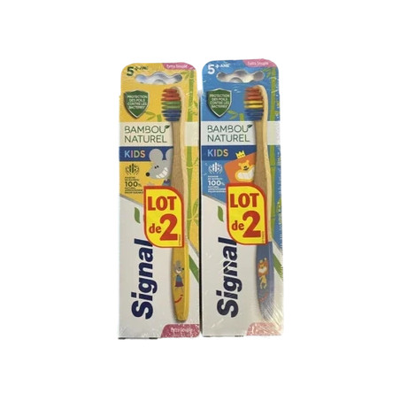 Signal Toothbrush Set Of 2 Natural Bamboo Extra Soft For Ages 5 And Up