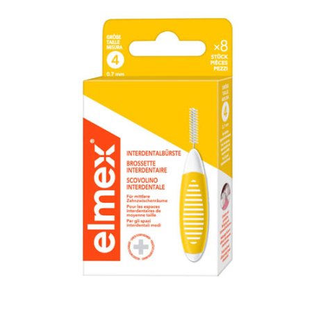 Elmex Interdental Brush Yellow Size 4 0.7mm 8 Count