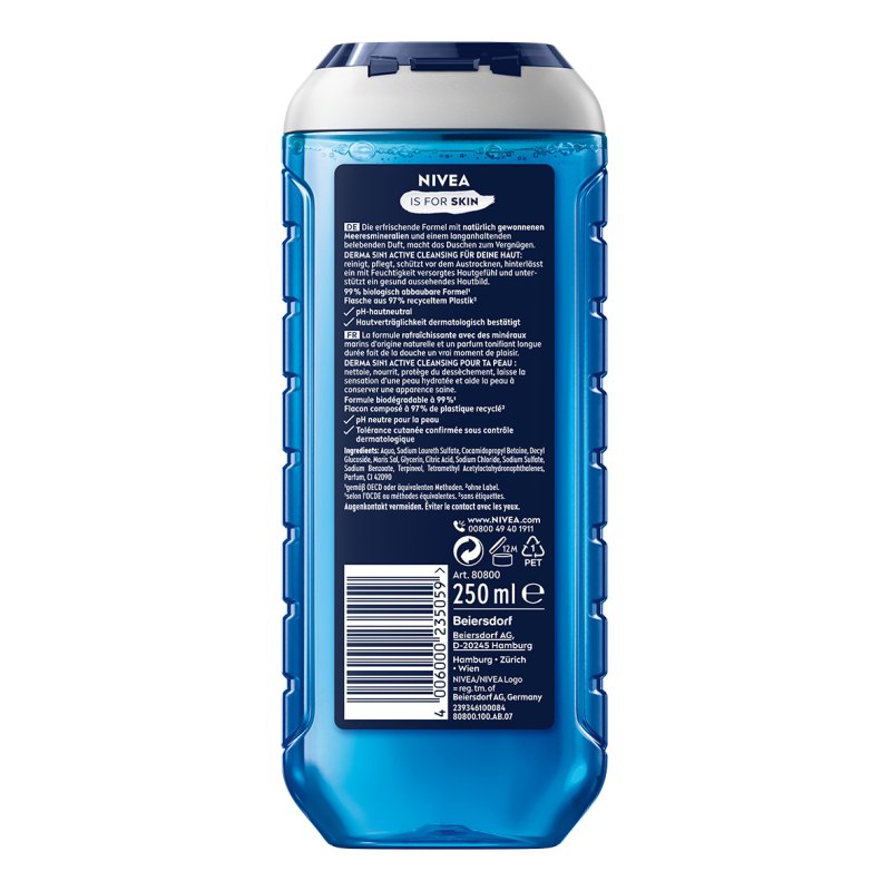 NIVEA MEN Fresh Ocean 250 ml Gel douche Hommes Corps, visage et cheveux Océan