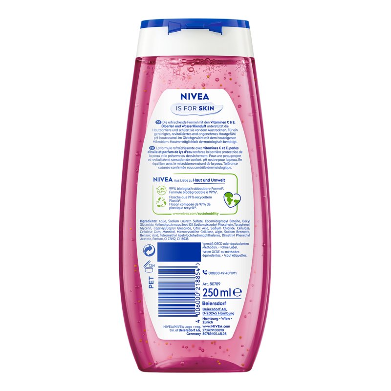 NIVEA Waterlily & Oil 250 ml Gel douche Femmes Corps Lys