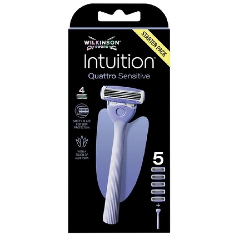 Wilkinson Sword Intuition Quattro Sensitive Razor With 5 Replacement Blades For Women