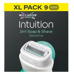 Wilkinson Sword Intuition 2in1 Soap & Shave Sensitive Blades For Razor 9 Pieces