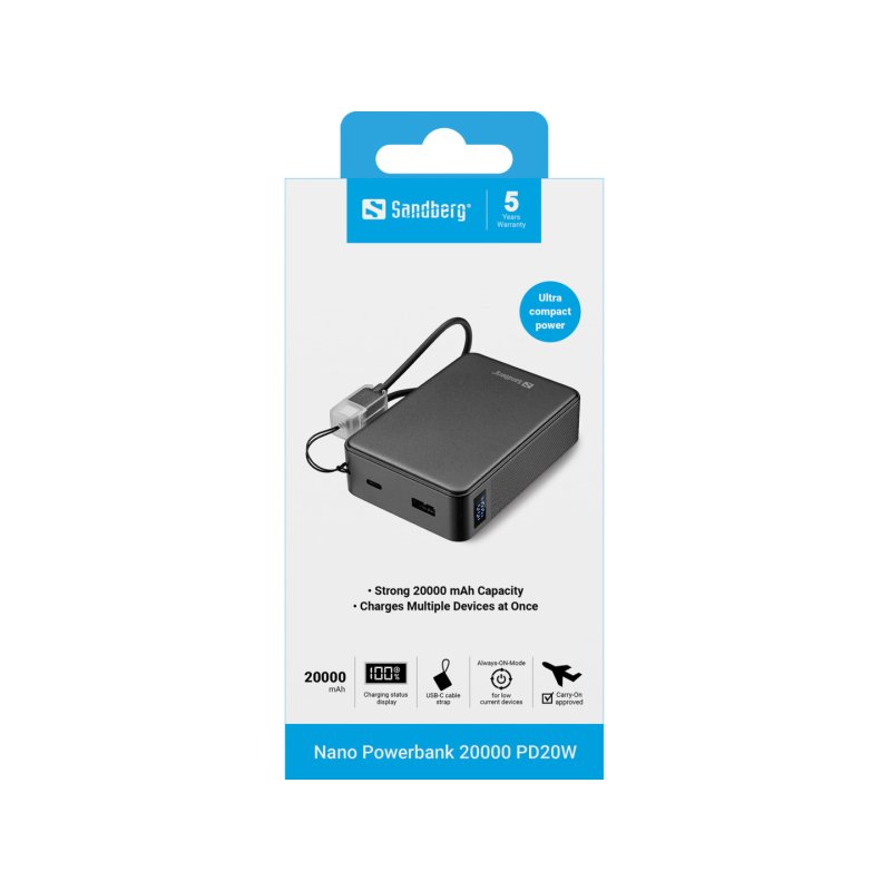 Sandberg - Nano Powerbank 20000 PD20W