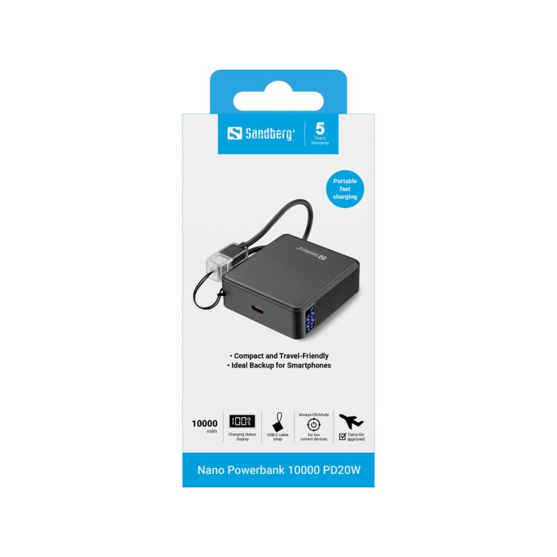 Sandberg 421-34 banque d'alimentation électrique Lithium-Ion (Li-Ion) 10000 mAh Noir
