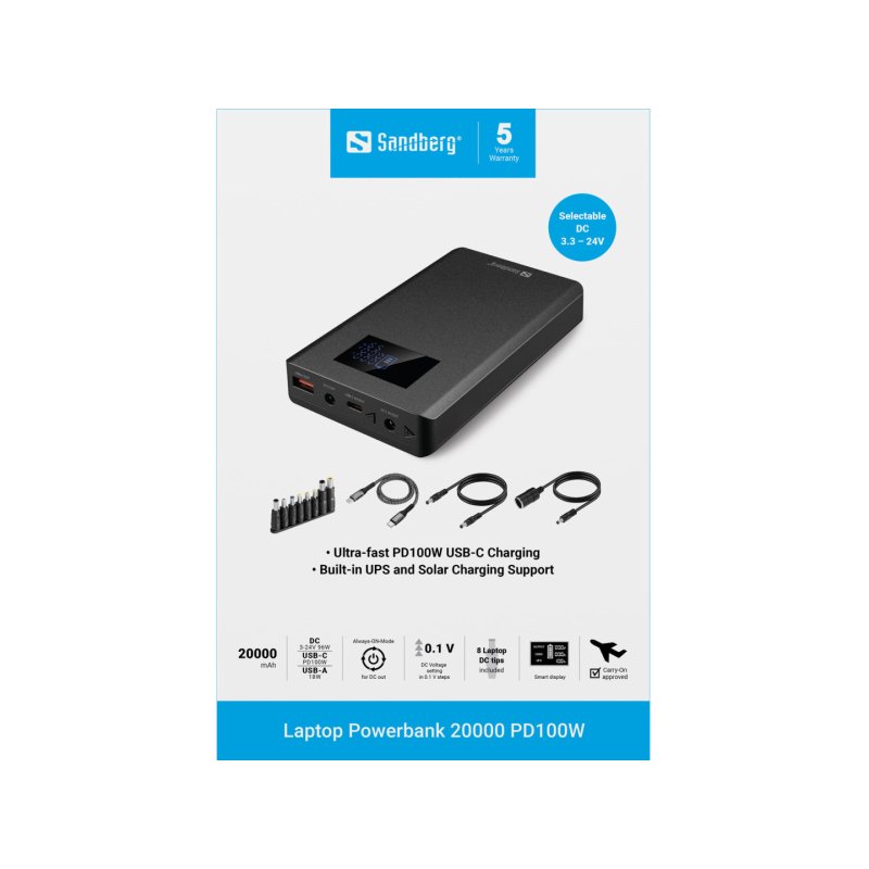 Sandberg - Laptop Powerbank 20000 PD100W