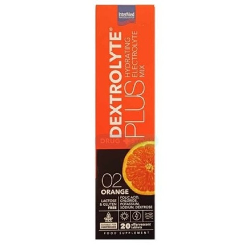 Intermed Dextrolyte Plus Orange 20 Effervescent Tablets - Electrolyte Supplement