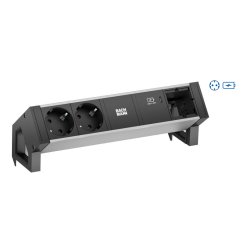 BACHMANN DESK2 ALU BLACK 2xSchutzkt.USBC, USB Charger 60W 0,2m GST18