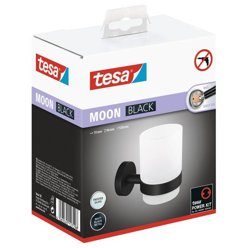 tesa Zahnputzbecherhalter MOON schwarz, weiß