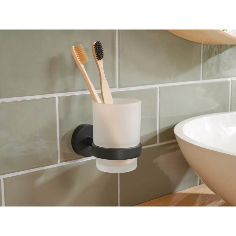TESA MOON BLACK Noir, Blanc Support de brosse à dent monté au mur