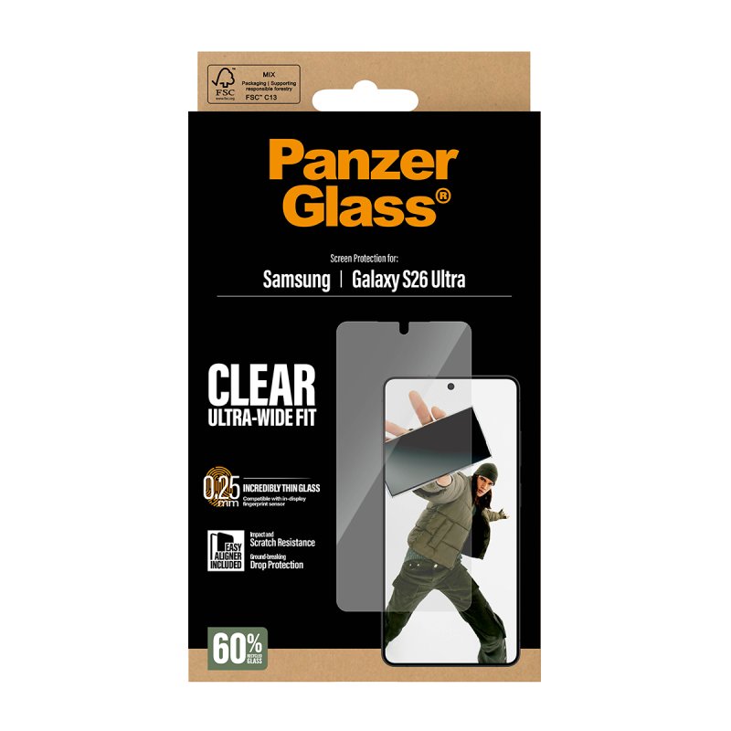 PanzerGlass Displayschutz Samsung Galaxy S26 Ultra | Ultra-Wide Fit mit EasyAligner