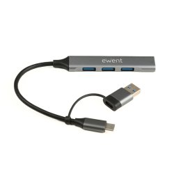 HUB EWENT EW1154 USB-C 3.2 GEN1 5GBPS 1XUSB-A 3.2 3XUSB-A 2.0 ALUMINIO