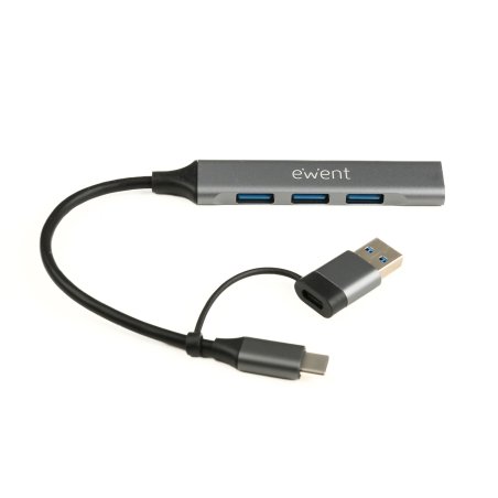 Ewent EW1154 hub & concentrateur USB 3.2 Gen 1 (3.1 Gen 1) Type-A Type-C Gris