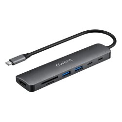 DOCKING EWENT EW1152 USB-C 7EN1 HDMI USB-C 2XUSB-A LECTOR SD MICROSD