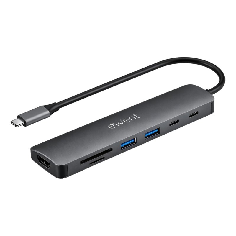 DOCKING EWENT EW1152 USB-C 7EN1 HDMI USB-C 2XUSB-A LECTOR SD MICROSD