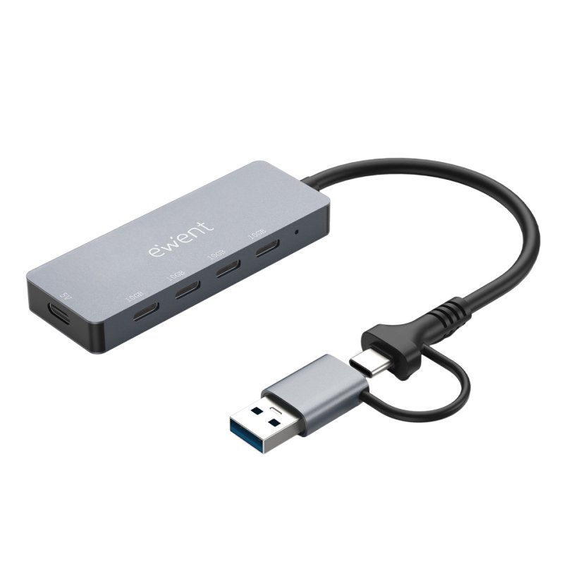 Ewent EW1151 hub & concentrateur USB Type-C 10000 Mbit/s Gris