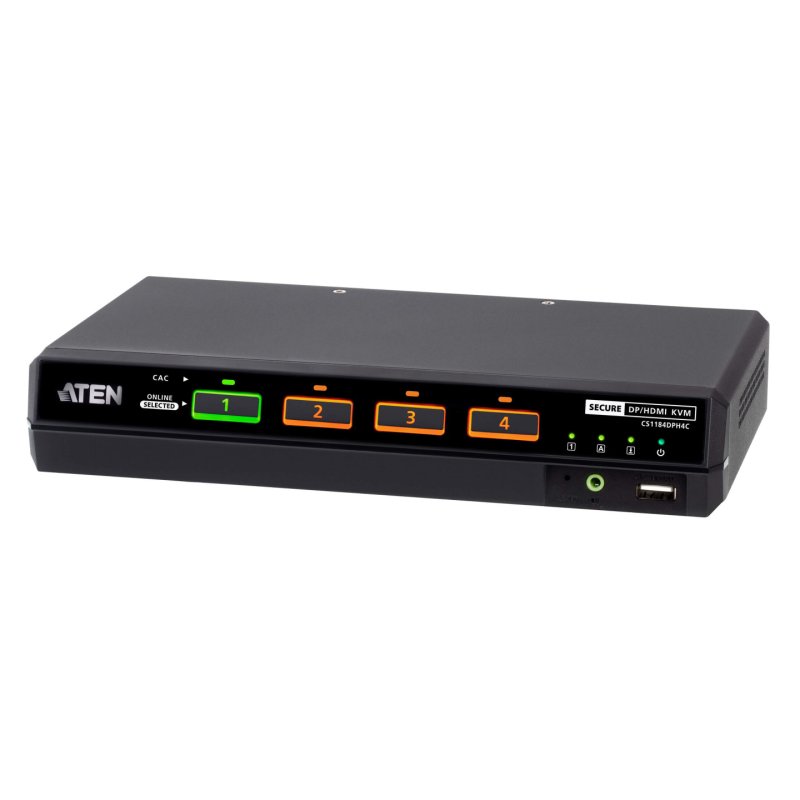 ATEN 4-Port USB 5K DisplayPort/HDMI Single Display Universal Secure KVM Switch with Card Reader (PSD PP V4.0 Compliant)