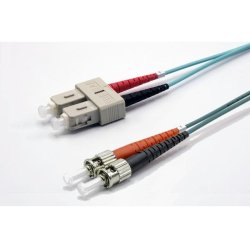 20m SC-UPC/ST-UPC 50/125 OM3 2.0mm LS0H aqua zip cord