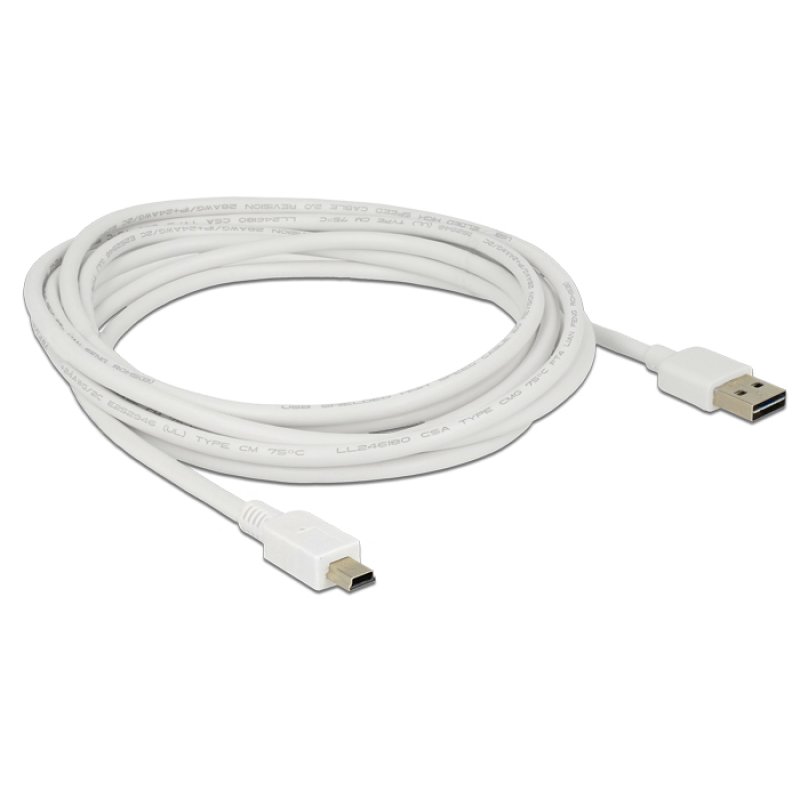 Delock Kabel EASY-USB 2.0 Typ-A Stecker USB 2.0 Typ Mini-B Stecker 3 m weiß