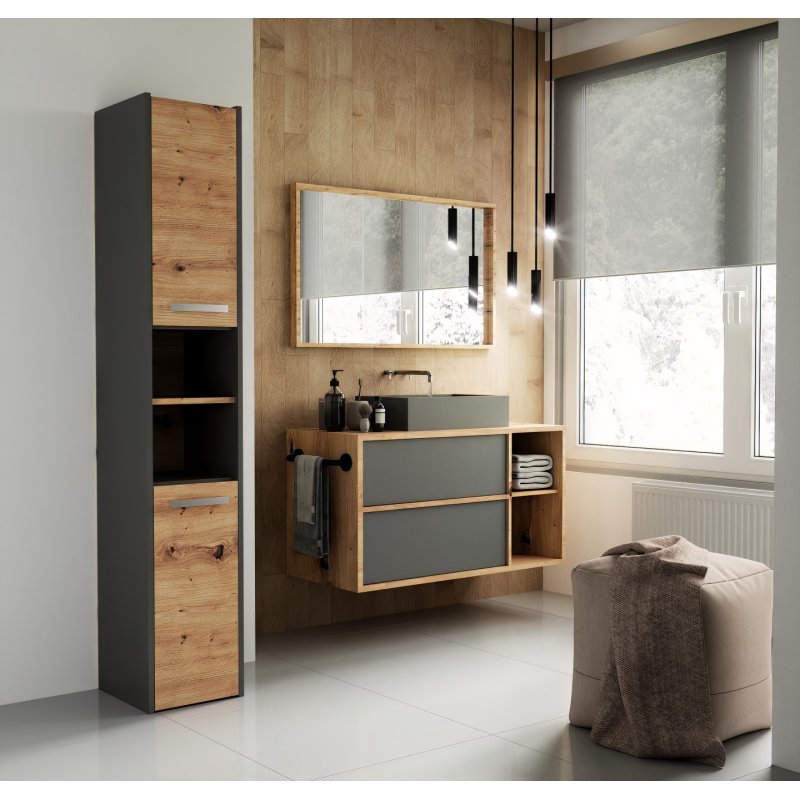 Topeshop S30 ANTRACYT/ARTISAN bathroom storage cabinet